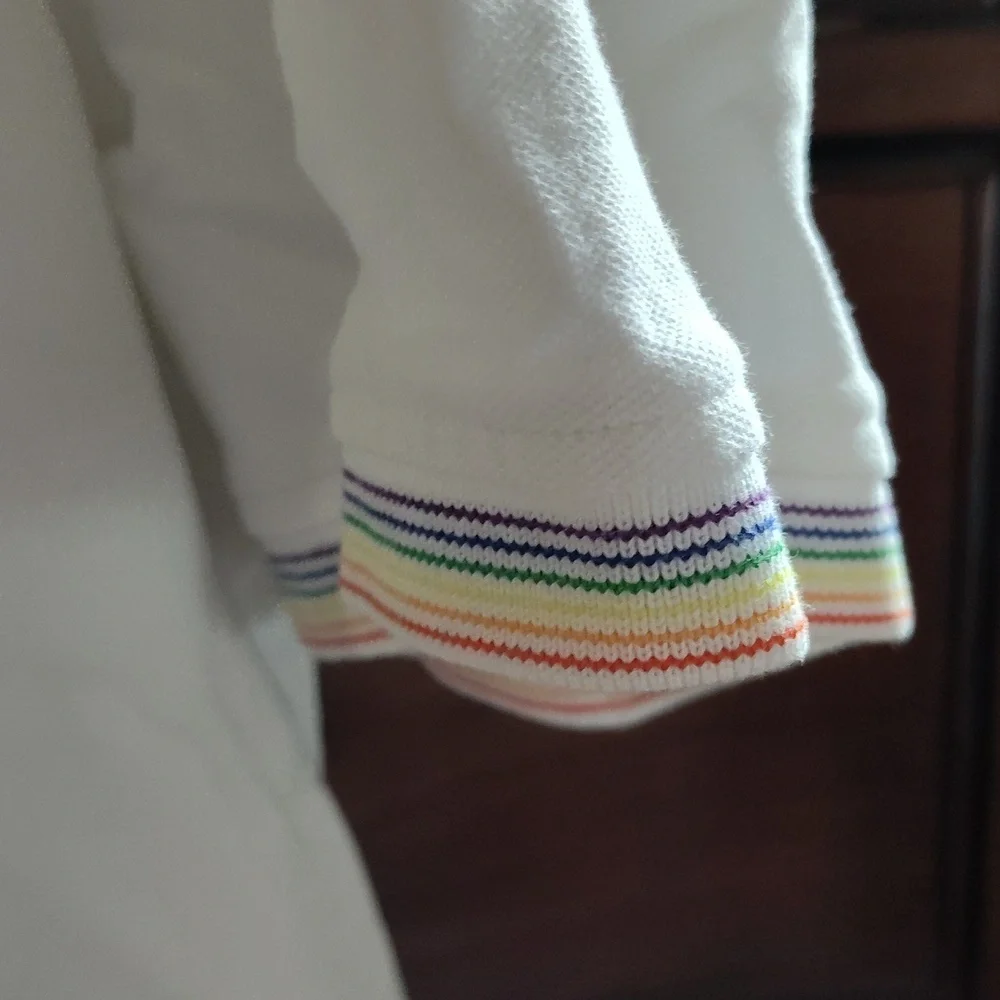 Banana Republic Men's Rainbow 🌈 White Button Polo Shirt Sz XL